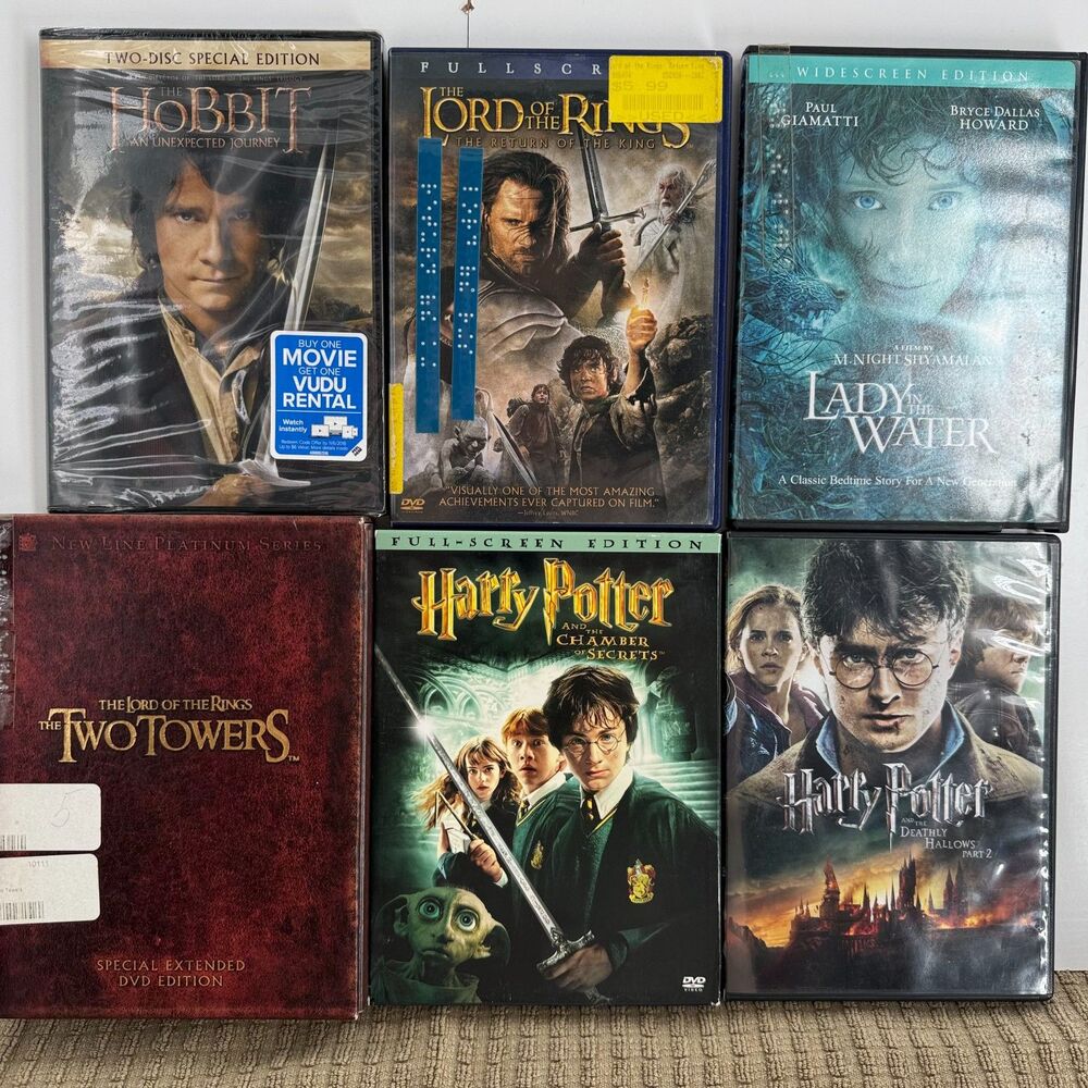 DVD Fantasy Movie Lot (6) | Lord of the Rings, Hobbit, Harry Potter | Bundle